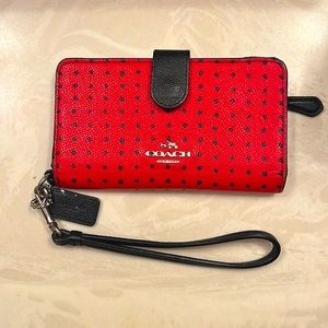 Coach phone carry wallet with wrist band